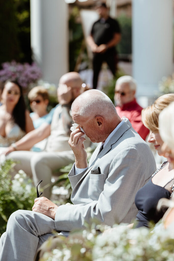 Guests tearing up during wedding ceremony in North Carolina