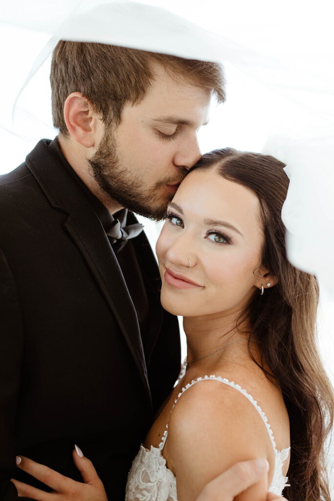 Sunset photos of couple in the mountains at a North Carolina Wedding