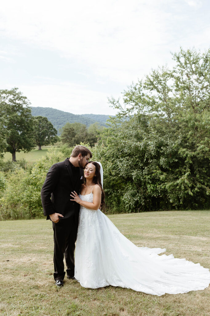 Sunset photos of couple in the mountains at a North Carolina Wedding