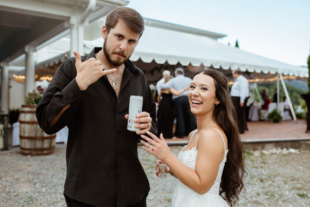 Bride and Groom at their wedding reception in North Carolina