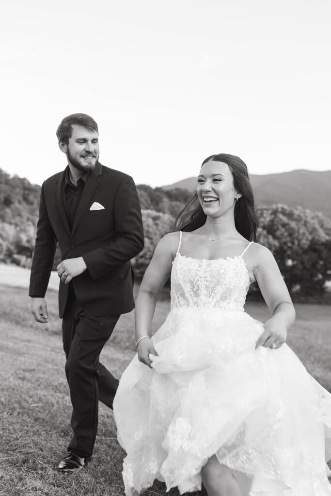 Sunset photos of couple in the mountains at a North Carolina Wedding