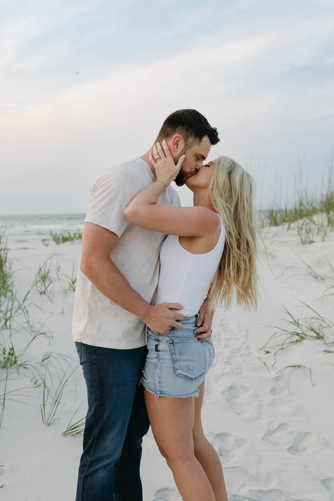 Romantic couples session at sunrise on the beach near Wilmington, NC