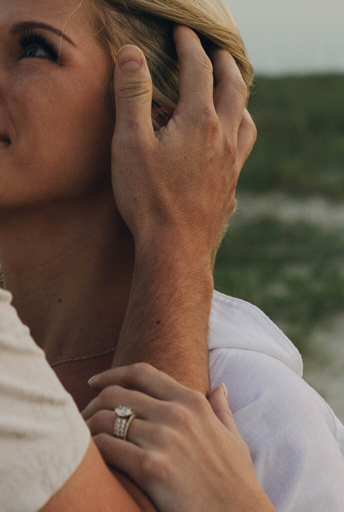 Romantic couples session at sunrise on the beach near Wilmington, NC