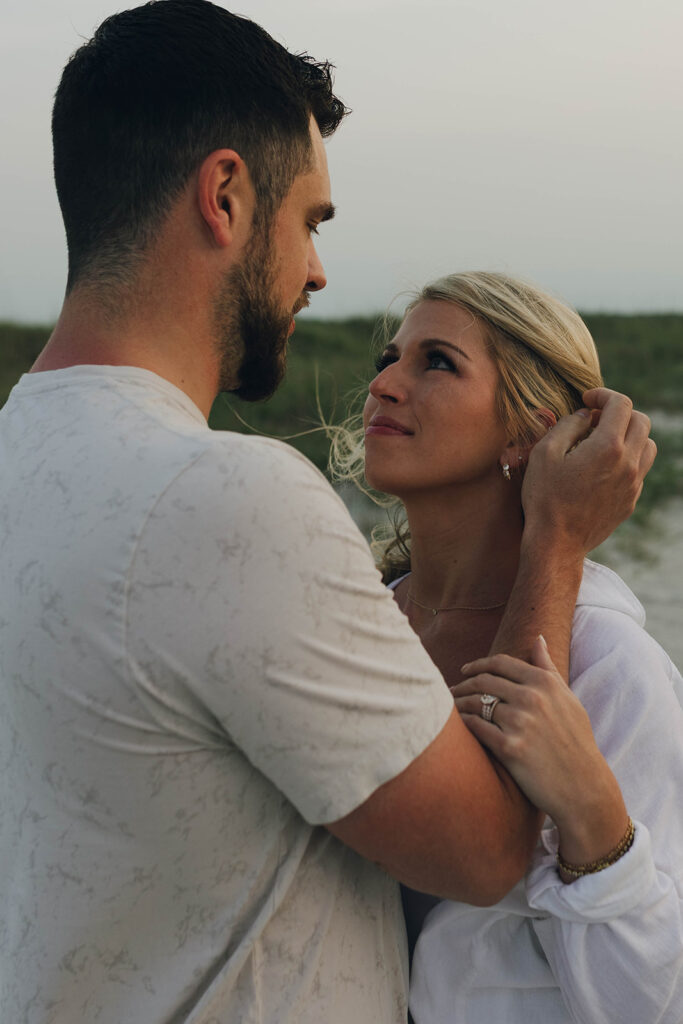 Romantic couples session at sunrise on the beach near Wilmington, NC