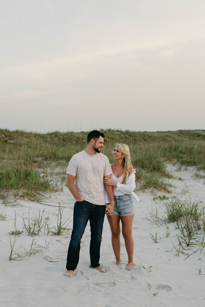 Romantic couples session at sunrise on the beach near Wilmington, NC